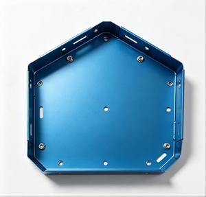 Pièce en tôle d'aluminium hexagonale usinée CNC, composant de précision, finition bleue, service de fabrication sur mesure de tôles. - Product Image 3