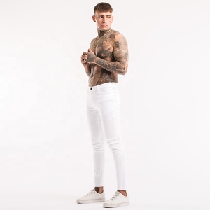 <span class=keywords><strong>Jeans</strong></span> <span class=keywords><strong>Slim</strong></span> Fit Bianchi per Uomo Gingtto, <span class=keywords><strong>Jeans</strong></span> in Cotone <span class=keywords><strong>Super</strong></span> Fly di Design, Pantaloni Denim Distressed per Uomo - Product Image 3