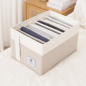 Clothing <b>Storage</b> <b>Box</b> Waffle Mesh Foldable <b>Drawer</b> Style Rectangular Household Organizer Beige Gray Color Block - Product Image 1