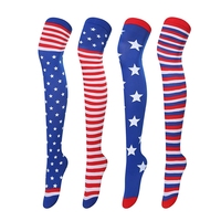 Chaussettes patriotiques américaines drapeau américain rouge blanc bleu étoiles rayées au-dessus du genou chaussettes hautes pour femmes hommes costume fête