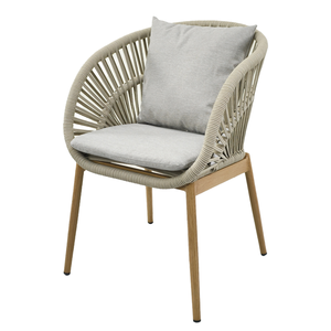 Chaise d'hôtel moderne en bois tissé avec cadre en corde Coussin imperméable Patio Garden Chaise de salle à manger d'extérieur Chaises de loisirs de luxe - Product Image 3