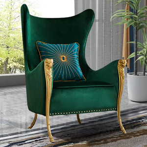 Sillón reclinable de lujo, sofá de estilo europeo, <span class=keywords><strong>sillones</strong></span> de terciopelo de latón dorado, silla decorativa de salón de gama alta, sillón clásico - Product Image 4
