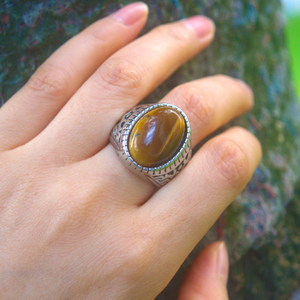 Wholesale High Quality Men Titamuim Stainless Steel Punk Finger <strong>Ring</strong> for Men Natural Gemstone <strong>Rings</strong> Black <strong>tiger</strong> <strong>Eye</strong> Stone - Product Image 3
