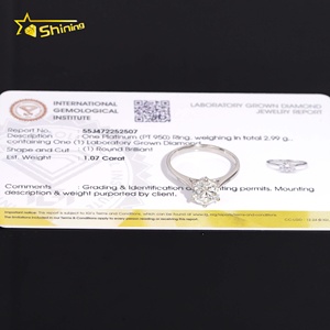 Anello <span class=keywords><strong>di</strong></span> Fidanzamento Classico a 6 Punte per Donna, in PT950 con Diamante Coltivato in Laboratorio da 1 Carato, per Matrimonio - Product Image 6