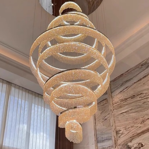 Lustre suspendu LED moderne de luxe en acier inoxydable à plusieurs niveaux, angle de faisceau 360°, garantie 2 ans, pour villa, escalier haut - Product Image 3