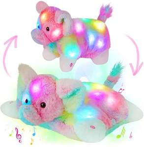 Peluche de perro de arco iris de 16 pulgadas personalizado, almohada 2 en 1 con luz LED Musical, suave, para cantar, gato - Product Image 2