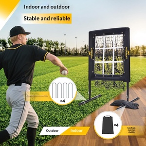 Red de entrenamiento de béisbol y sóftbol de nueve agujeros para lanzamiento, práctica de zona de strike, poliéster negro, unisex para adultos - Product Image 5