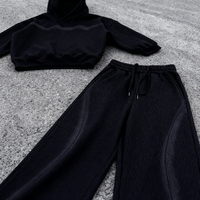 Kledingfabrikanten op maat gemaakte acid wash katoen polyester neopreen rits hoodie en joggingbroek set trainingspak sweatsuits heren