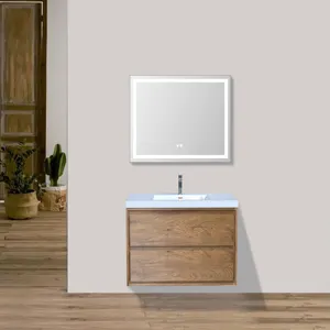 Moershu serisi amerikan tarzı ahşap lavabo ile sunta 30 inç banyo aynası Modern banyo dolabı ürünleri