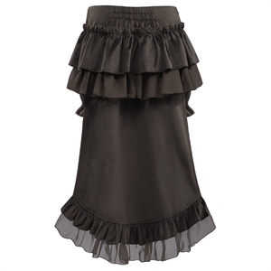 Vestido Largo <span class=keywords><strong>de</strong></span> <span class=keywords><strong>Mujer</strong></span> para Cosplay, Estilo Gótico Oscuro Steampunk, Color Sólido, para Actuaciones y Baile - Product Image 3