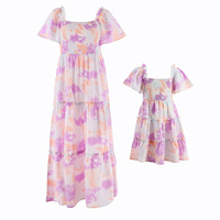 Tenues Assorties Mère-Fille Princesse : Ensembles Robes d'Été à Manches Courtes pour Enfants et Filles
