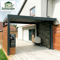 Pavillon de terrasse préfabriqué Zemscape, auvent solaire en aluminium avec toit à lamelles et éclairage LED
