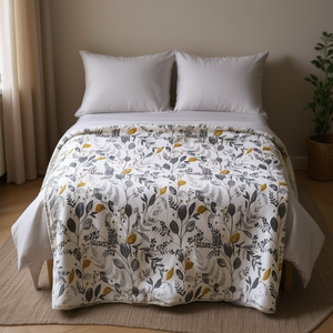 Manta Ligera con Estampado de Hojas Vianney, Rectangular, para Todas las Estaciones, Estilo Moderno - Product Image 2