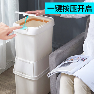 Rectangular Trash Can With <b>Hinged</b> Lid Indoor Use For Living Room Kitchen Bathroom - Product Image 2