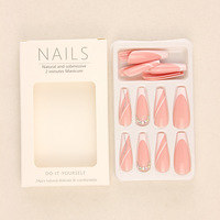 Uñas postizas francesas de gel suave de alta calidad, de moda, sencillas, de ABS, pre-diseñadas, de larga duración, superventas.