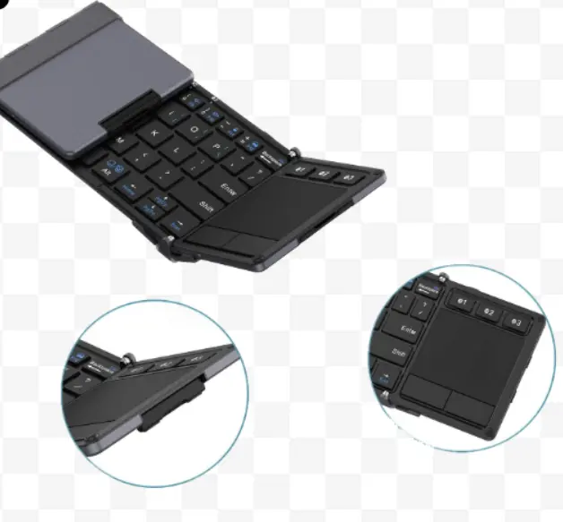 iClever Wireless Keyboard BK08 Folding Keyboard Touchpad (Sync Up to 3 Devices) Tri-Folded Pocket-Sized