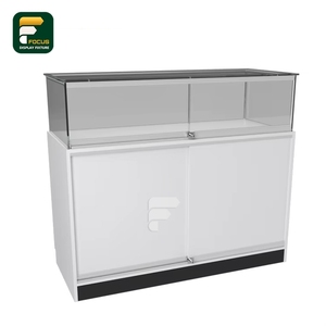 ตู้โชว์กระจกสีขาวหรูหรามีหลายชั้นวางและลิ้นชักเก็บของจอแสดงผลขายปลีก - Product Image 5