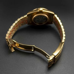 Reloj Automático de 41 mm, Tono Dorado, Bisel Estriado, Lente Cyclops, Cristal de Zafiro, Esfera Dorada, Compatible con Movimiento 8285, MOQ 1 - Product Image 5
