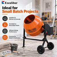 Bétonnière portable 80L 100L avec engrenage annulaire en fonte monobloc, certifiée CE, à châssis compact