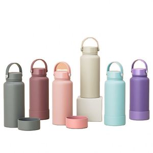 Botella de Agua Deportiva de Acero Inoxidable 304 Personalizada de 650 ml, 1000 ml, 1200 ml, con Funda de Silicona, para Senderismo y Actividades al Aire Libre - Product Image 1