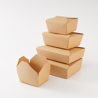 Boîte alimentaire pliable carrée en papier kraft pour restaurant avec fermoir – Contenant en papier – Commande en gros disponible