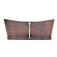 Bak Mandi Oval ORTONBATH Modern Berbahan Besi Cor Berlapis Email Putih, Dilengkapi Kaki Penyangga Warna Rose Gold, Dapat Dipakai Sendiri, Buatan Tangan