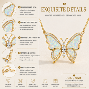Collier personnalisé en opale papillon, argent sterling 925 et laiton plaqué or véritable, fabricant de <span class=keywords><strong>bijoux</strong></span> OEM ODM, marque privée - Product Image 2