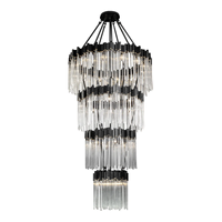 Lustre élégant à plusieurs niveaux en cristal et métal pour hôtel, salon, bar, hall d'entrée, club, réception, salle de restauration, lustre LED