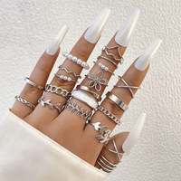 Ensemble de bagues bohèmes Bijoux de mode Bagues géométriques en feuille de fleur pour femmes