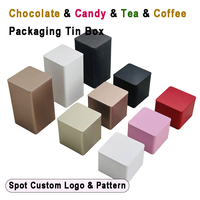 Boîte en fer blanc carrée personnalisée, petite, de qualité alimentaire, mate, multicolore, avec logo OEM imprimé, pour bonbons, thé, biscuits