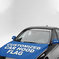 Funda para Capó de Coche con Bandera de 115x155cm, Elástica, Personalizable, de Spandex, con Cubierta para Espejo Retrovisor