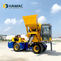 Pompe à béton portative diesel HAMAC 3,5 m³ de productivité, petite pelle hydraulique pour la construction