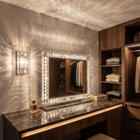 Miroir LED de coiffeuse en gros avec capteur tactile et éclairage LED, miroir LED en cristal