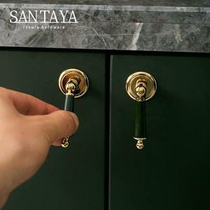 Santaya PVD 金色黄铜拉手 厨房橱柜拉手 卧室衣柜抽屉把手 家具挂件 皮革拉手 - Product Image 2