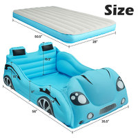 Lit de voyage gonflable pour enfants en forme de voiture, lit de sol portable pour tout-petits avec côtés à motifs de dessins animés, en PVC floqué, toutes saisons
