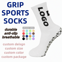 Chaussettes de sport montantes multicolores antidérapantes avec logo personnalisé sur le bord tricoté, ODM pour le football