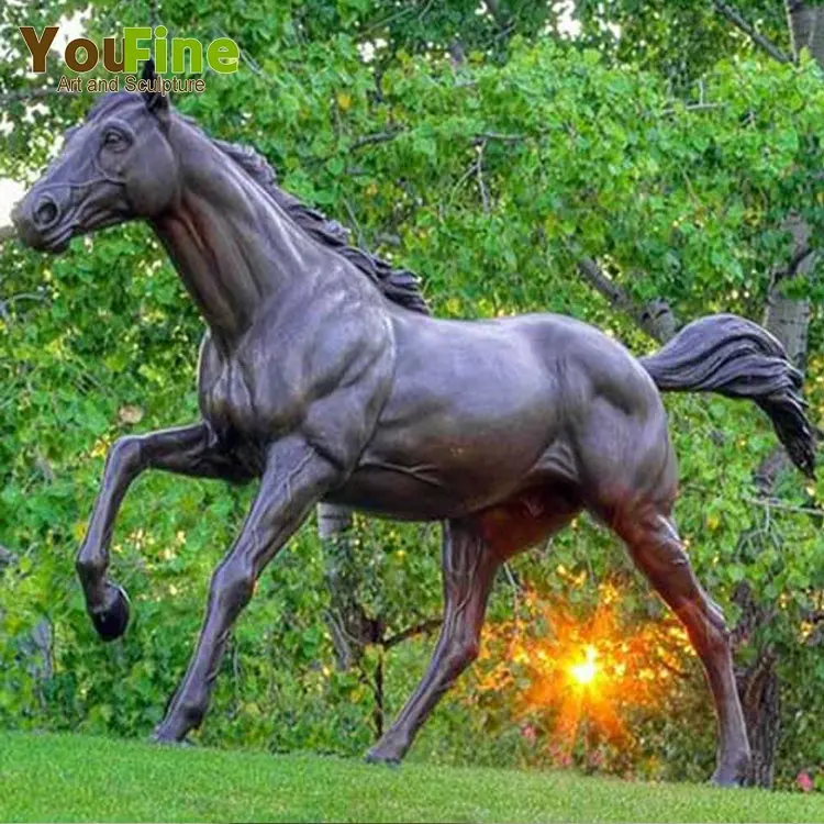 Escultura de bronze de metal do jardim, tamanho de vida ao ar livre estátua de cavalo grande