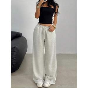 กางเกงวอร์มขายาวทรงหลวมเอวยางยืดสำหรับผู้หญิง มีเชือกผูกเอว มีกระเป๋า ผ้าคอตตอนเทอร์รี่ระบายอากาศได้ดี - Product Image 2