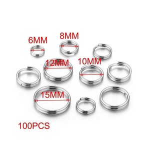 Anillo doble de acero inoxidable de 6 mm, 8 mm, 10 mm, 12 mm, 15 mm para la fabricación de pulseras, accesorios de joyería DIY, anillo de conexión de forma redonda - Product Image 2