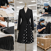 Fabricant de robes sur mesure, vêtements personnalisés, blazer noir, robe de bureau à pois pour femmes, robes plissées