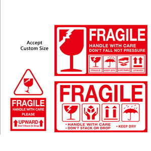 OEM Bright Red Fragile <strong>Label</strong> Sticker <strong>Roll</strong> Package Dispatch Warning 1000pcs Shipping Stickers - Product Image 1