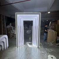 Arche de toile de fond en PVC pour fête de mariage avec éclairage LED, personnalisable, blanche, pour la décoration