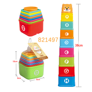 Jouet d'empilage rapide pour bébé avec cartes, en plastique, en forme de poisson, d'ours, carré, rond, empilable, jeu de comptage pour enfants - Product Image 5