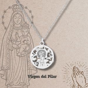 Vergine di Pilar in acciaio inox religioso catena ciondolo collana cattolico Saint - Product Image 3