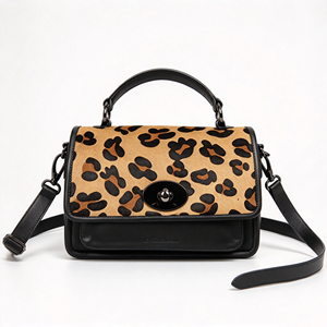 Leopard Print Haircalf Crossbody <b>Bag</b> <b>For</b> <b>Women</b> Top Handle Turn Lock Small Shoulder Handbag - Product Image 6