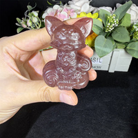 Figurine de renard à neuf queues en cristal naturel, statue de renard sculptée à la main, pierre de guérison, quartz hématite, décoration animale pour la maison, cadeau en cristal