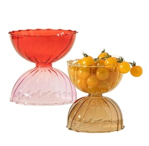 Großhandel kunden spezifische gerippte Glas Teller Obst Glas Teller Farbe Servier geschirr Salats ch üsseln - Product Image 1