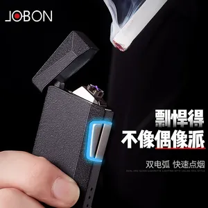 JOBON Custom Logo kunden spezifisches Metall Großhandel Zigarette elektrische elektronische wiederauf ladbare Doppel bogen USB-Lade feuerzeug