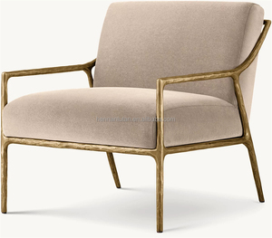 Poltrona Moderna Americana Semplice e Carina per Soggiorno, Sedia in Tessuto con Supporto in Metallo - Product Image 2