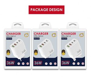 New 36W Fast-charging Phone Charger 5V 4A EU US UK Standard 2PD + 2USB Multi-port <b>Adapter</b> Charging Head - Product Image 5